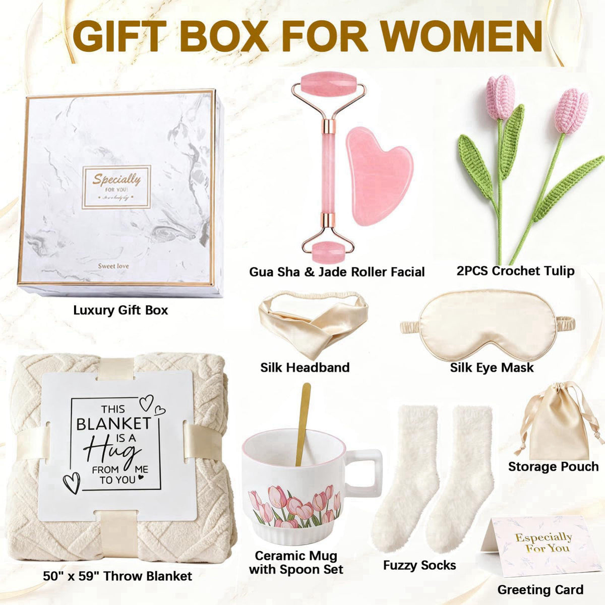 KCKLYY Birthday Gift Boxes for Women, Get Well Soon Gift Basket Gifts for Mom – packaging and label