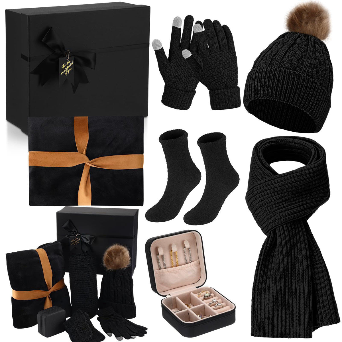 Mumucove 7 Pcs Winter Gift Set for Woman Hat Scarf Gloves – product photo (Cold Weather Gloves)