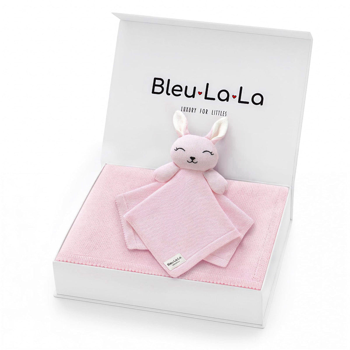 Bleu La La Baby Gift Set - Organic Cotton Newborn Blanket and Lovey Security Blanket Set, Gifts for Baby Girl, Mother to