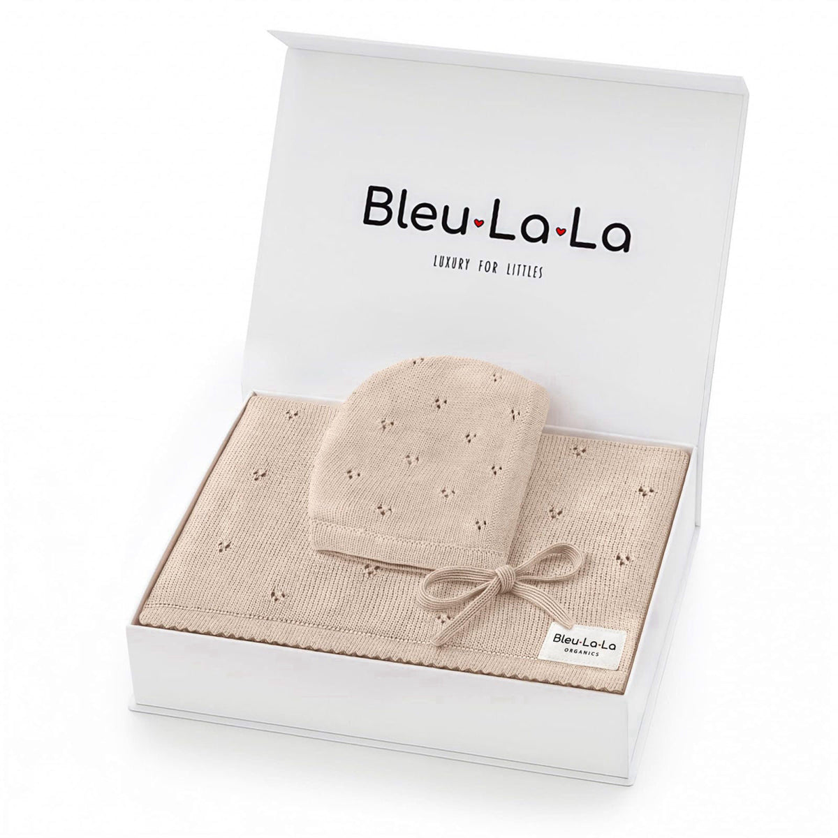 Bleu La La Baby Gift Set - Organic Cotton Newborn Blanket and Lovey Security Blanket Set, Gifts for Baby Girl, Mother to