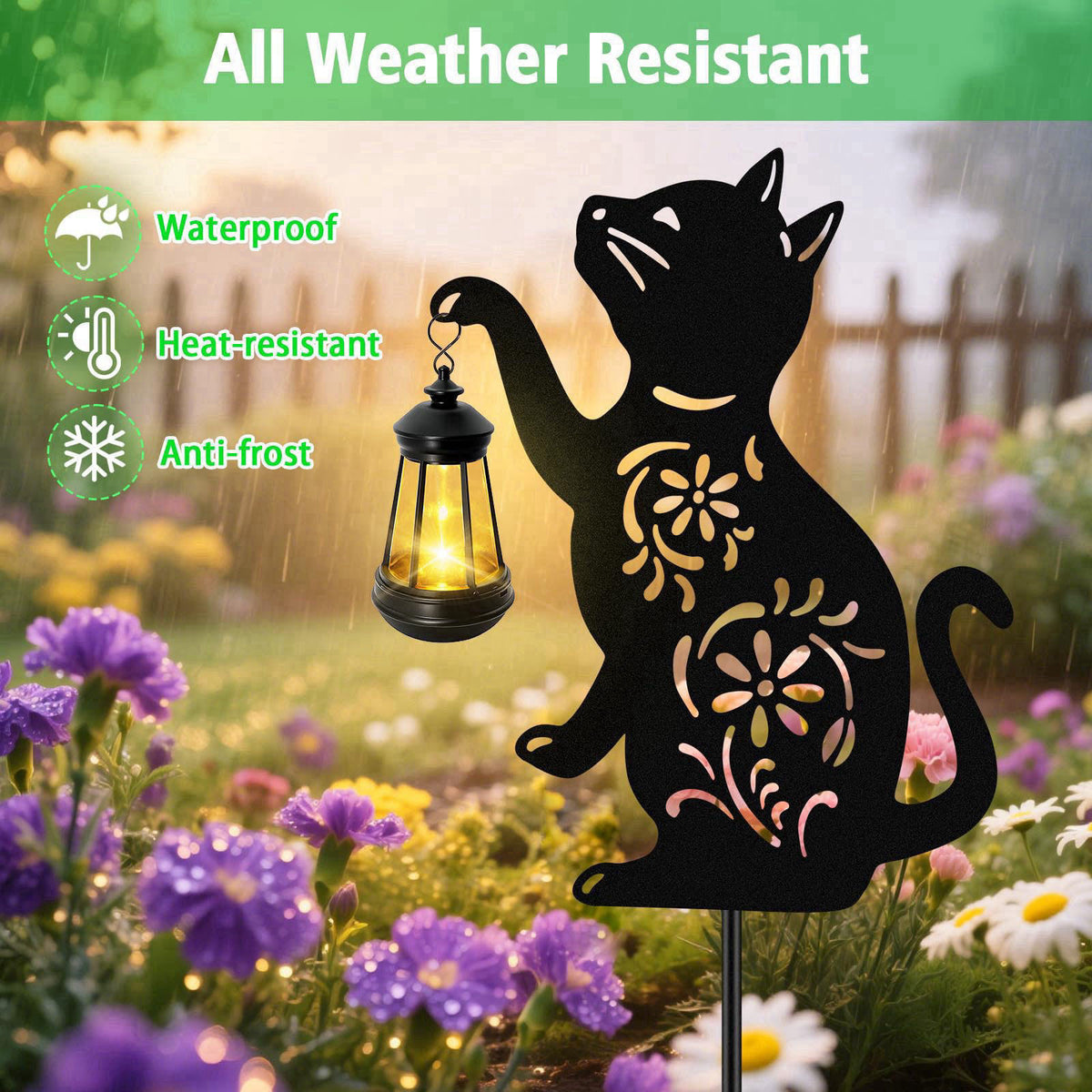 yulloyello Solar Cat Hanging Lantern Outdoor, 2 Pack Black Cat Solar Lights, Cat Lover Gifts for Women Mom Grandma Birth