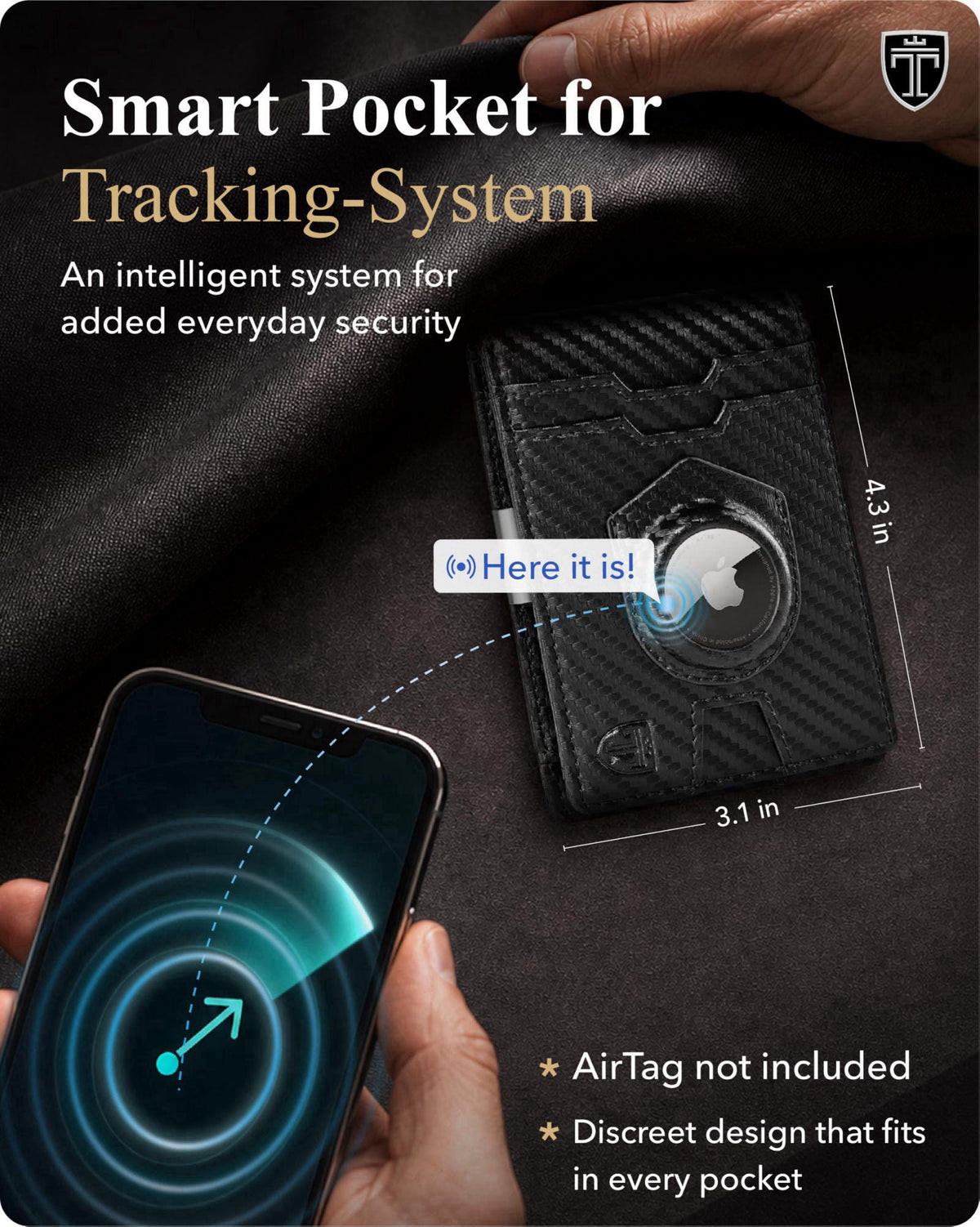 TRAVANDO Money Clip Wallet with AirTag Pocket - RFID Protected Wallet for Men for 11 Cards - including Gift Box – packag