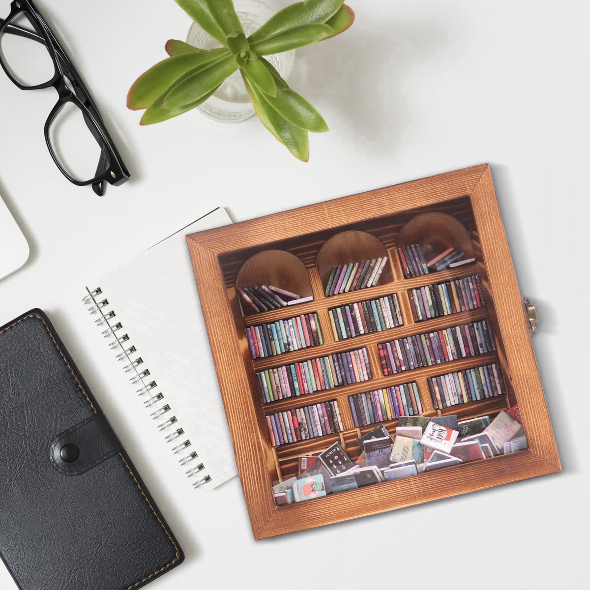 WifePro Anxiety Bookshelf – Mini Books Display for Stress Relief and Fun Decor, Perfect Decorative Miniature Library for