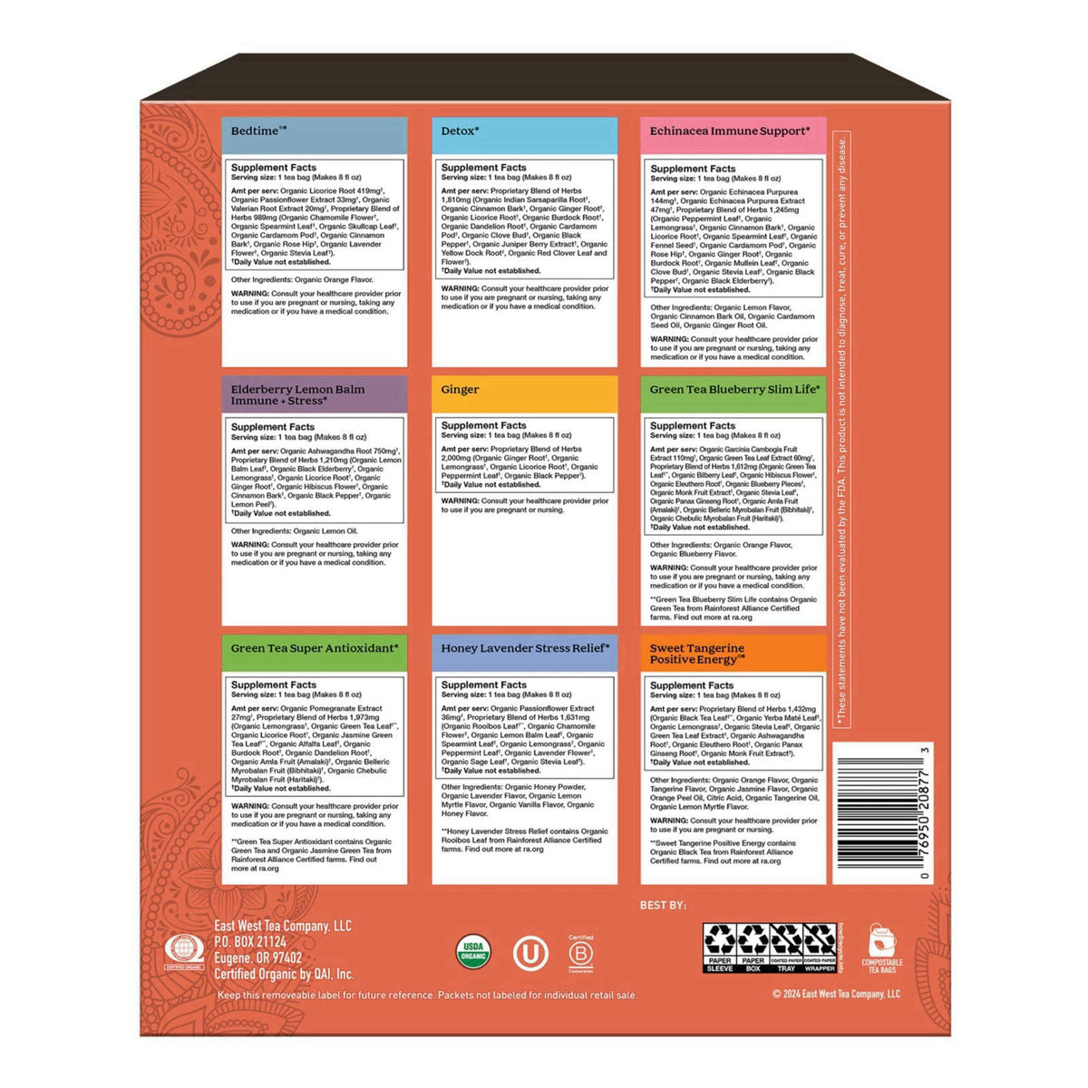 4.8 4.8 out of 5 stars Yogi Favorites Gift Box, 45 Tea Bags (5 Bags per Flavor) – close-up detail