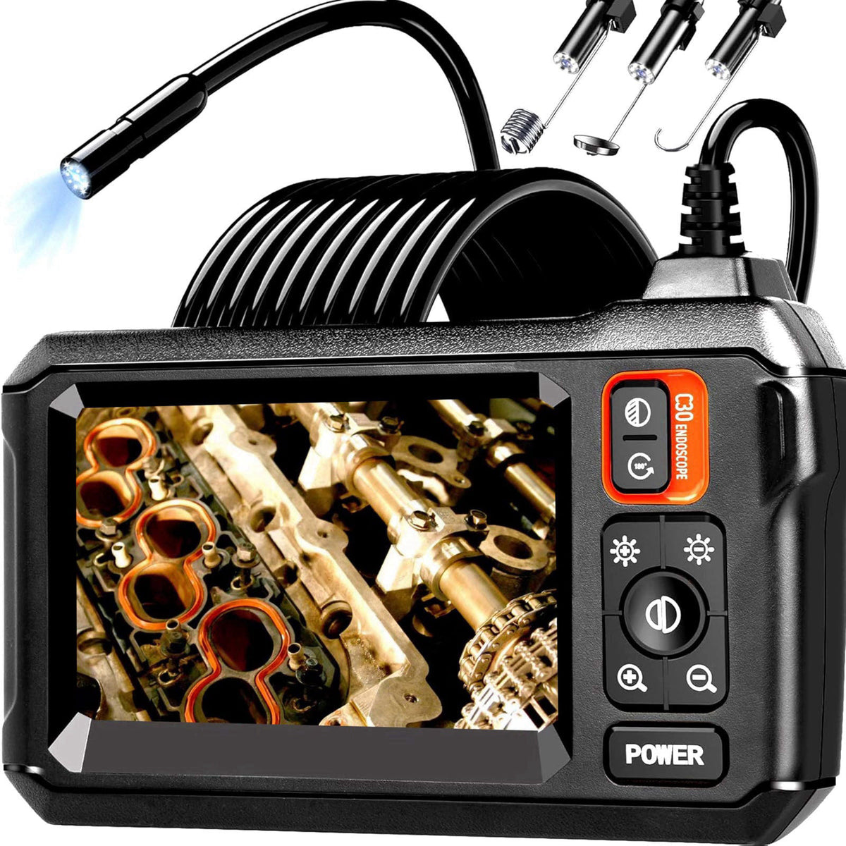 Daxiongmao Endoscope Camera with Light, 1080P HD Borescope – Blakc, 4.3 inches