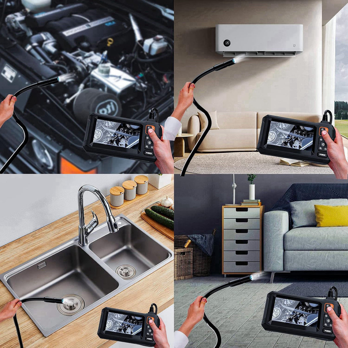 Daxiongmao Endoscope Camera with Light, 1080P HD Borescope – full view, size 4.3 inches