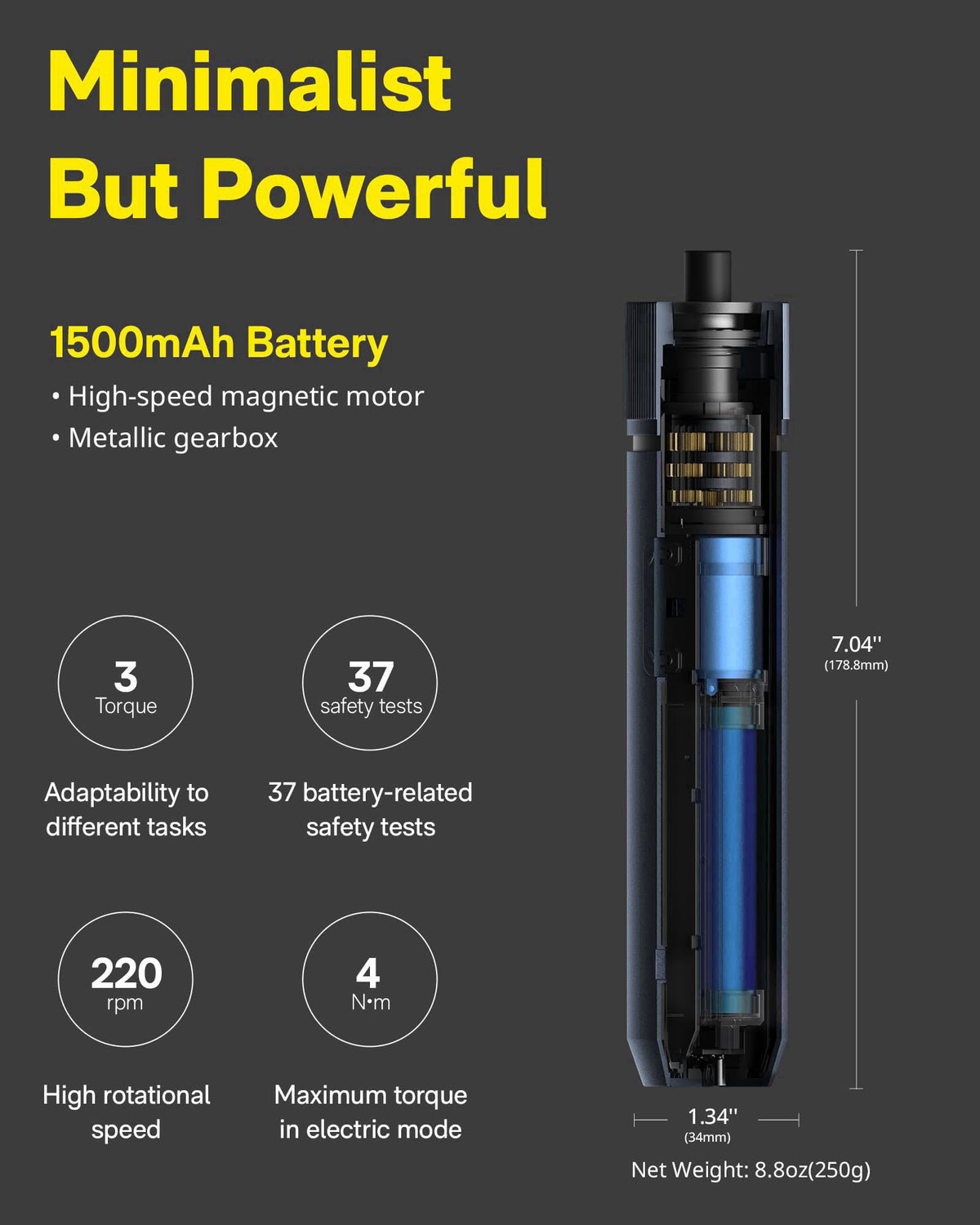 HOTO 25-Piece Upgraded Electric Screwdriver Kit, Cordless Screwdriver – alternate angle