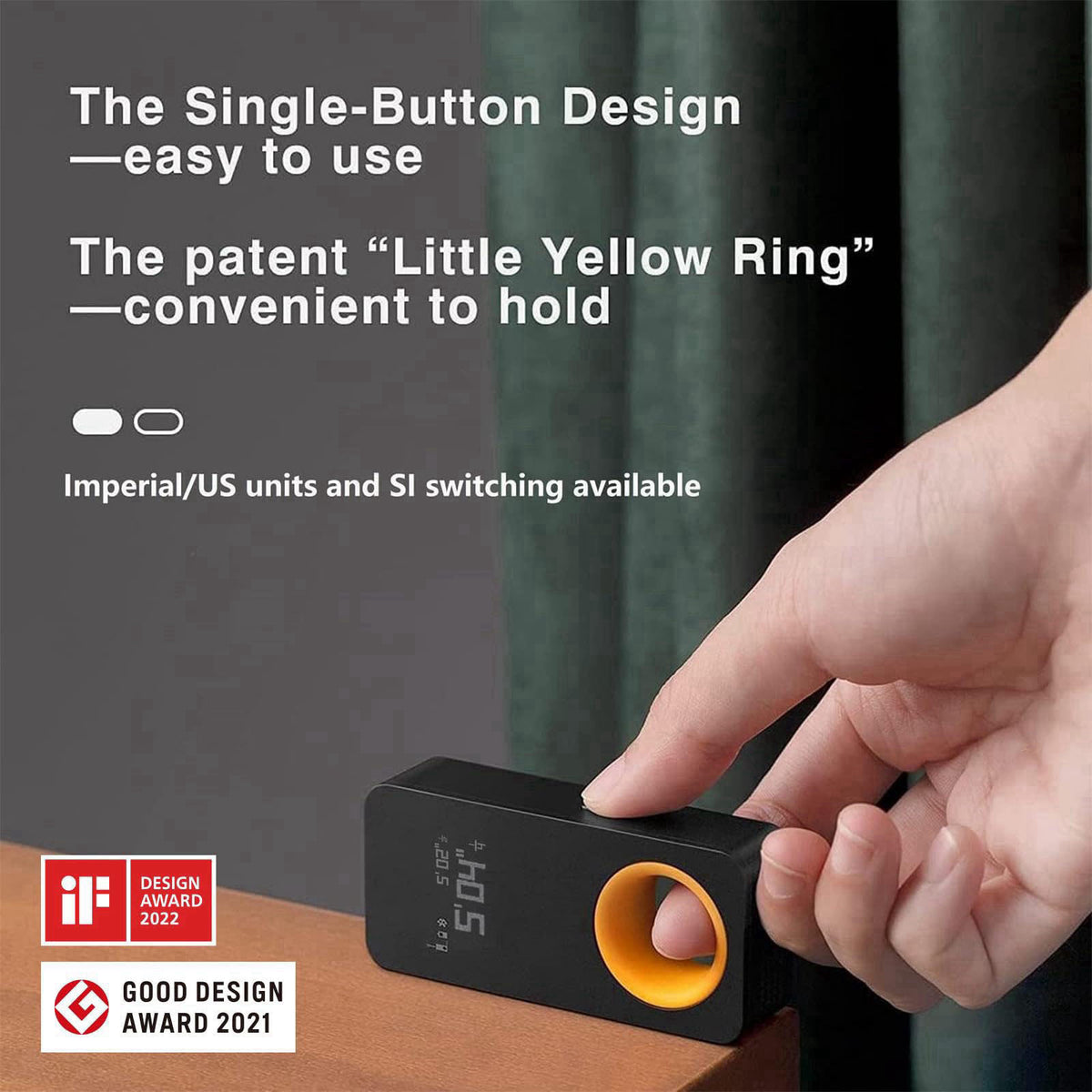 HOTO Pocket-Size Laser Measuring Tool, Gadget Birthday Gift for Men & Women – packaging and label