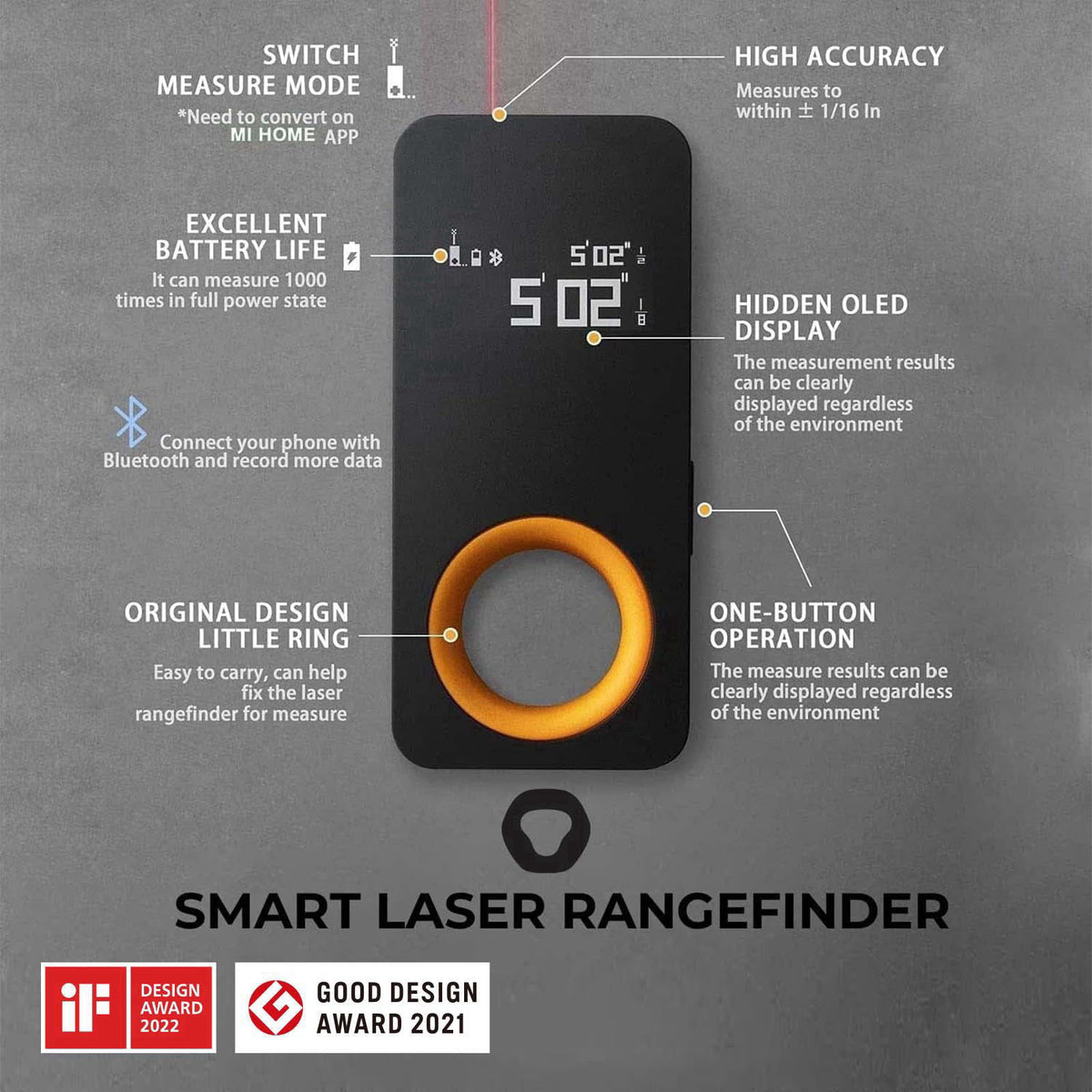 HOTO Pocket-Size Laser Measuring Tool, Gadget Birthday Gift for Men & Women – alternate angle