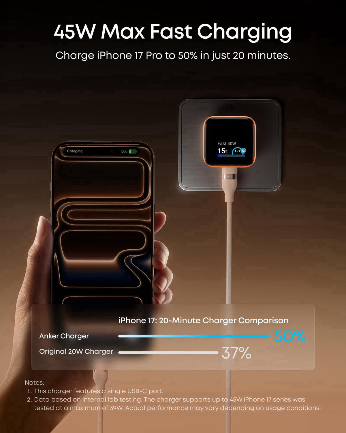 Anker Nano Smart Display Charger 45W Max Fast Charger USB C by Premium Selection — view 4
