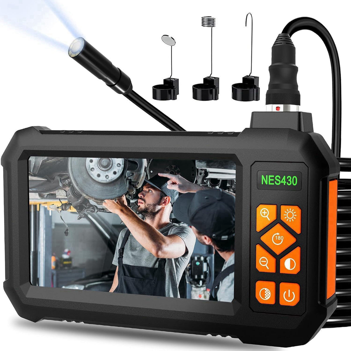 COOVIE Endoscope Camera with Light, 1920P HD Borescope Inspection Camera with 4.3" IPS Screen, IP67 Waterproof with 