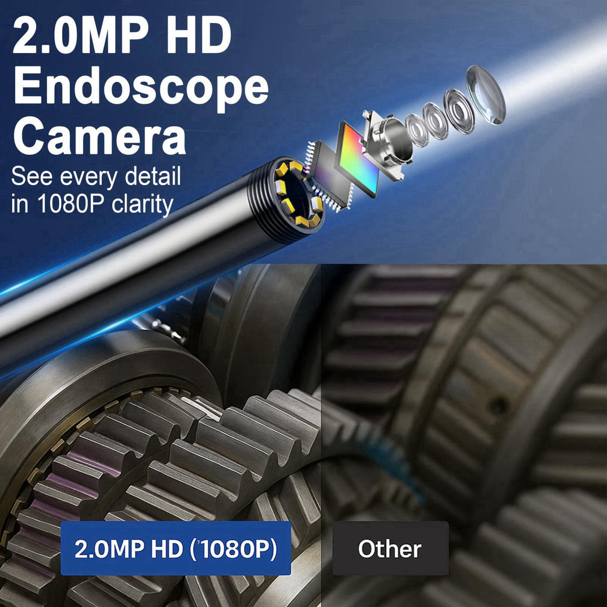 COOVIE Endoscope Camera with Light, 1920P HD Borescope Inspection Camera with 4.3" IPS Screen, IP67 Waterproof with 