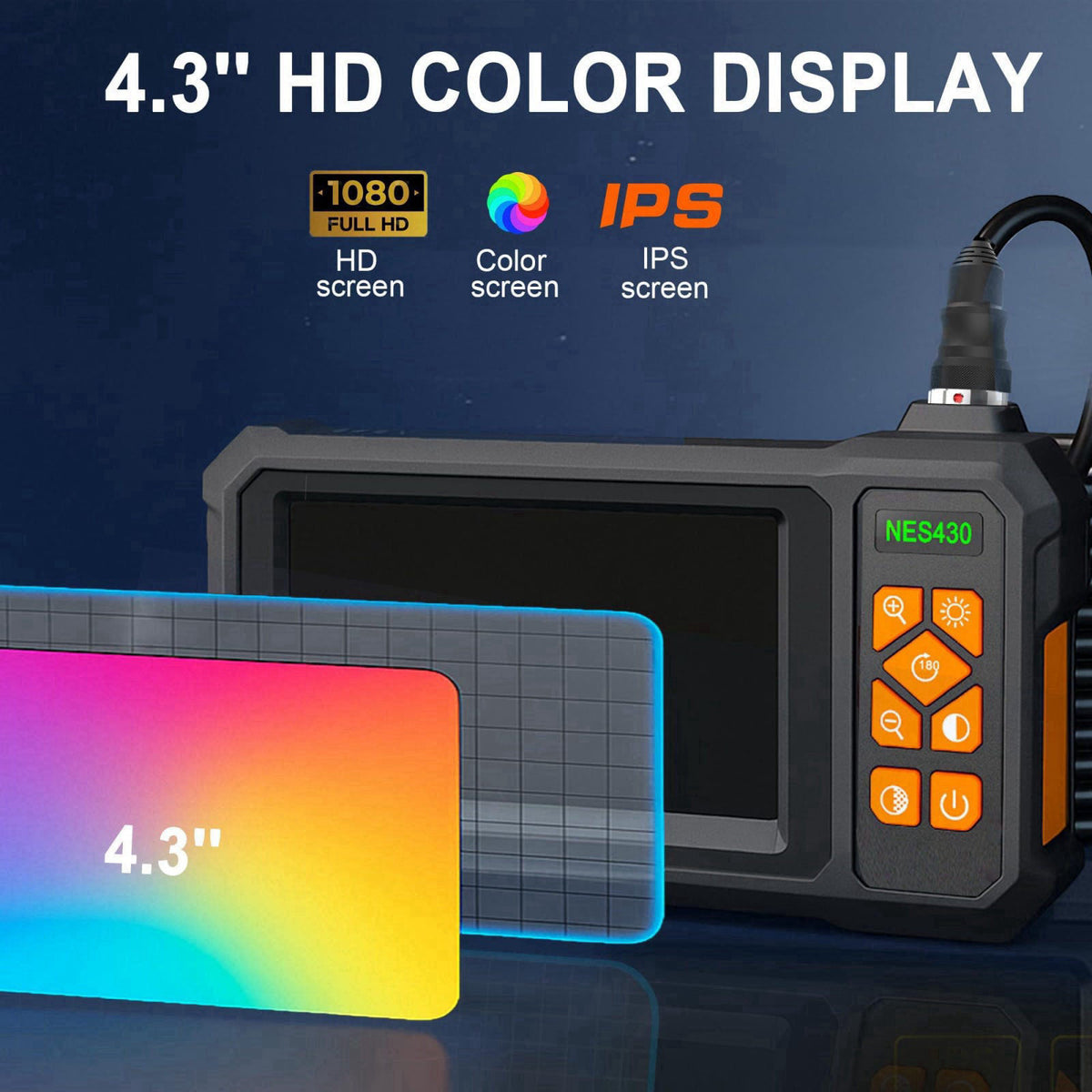 COOVIE Endoscope Camera with Light, 1920P HD Borescope Inspection Camera with 4.3" IPS Screen, IP67 Waterproof with 
