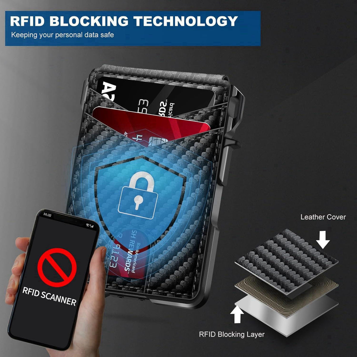 ZALVEX Wallet for Men, Mens Minimalist Wallet 9-13 Cards, Slim Compact RFID Wallet – full view