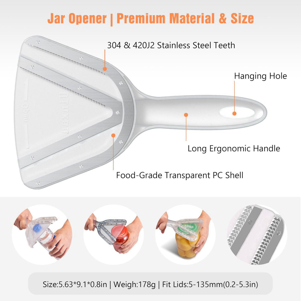 Uinxan Jar Opener, Ideal for Weak Hands & Seniors with Arthritis (Blue) – packaging and label