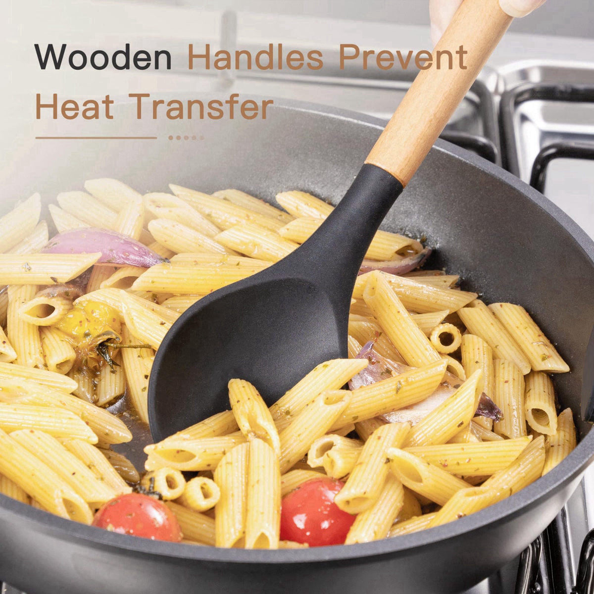 Astercook 39 PCS Kitchen Utensils Set, Silicone Cooking Utensil Sets with Wooden Handle, 446°F Heat Resistant Food Grade