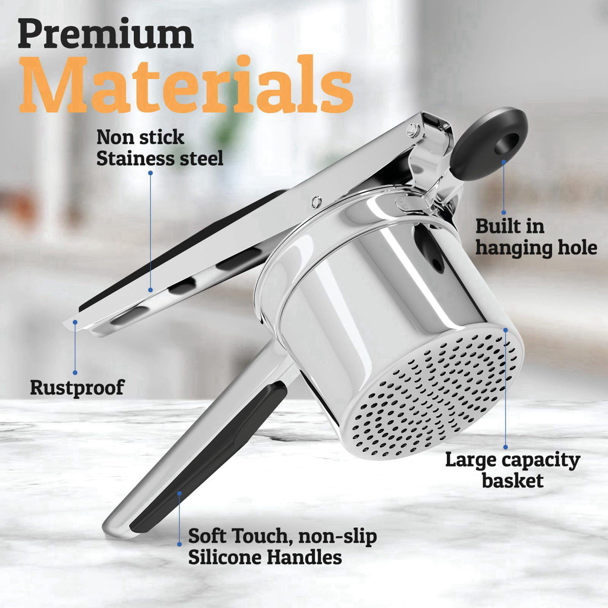 Priority Chef PriorityChef Large 15oz Potato Ricer, Heavy Duty Stainless Steel Potato Masher and Ricer Kitchen Tool, Pre