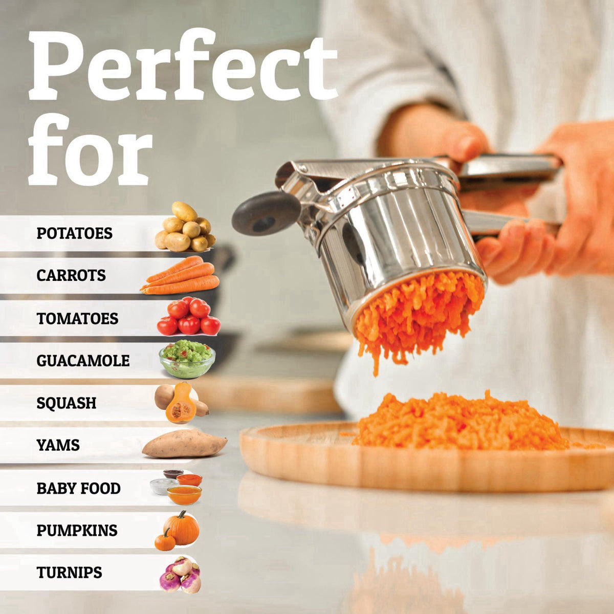 Priority Chef PriorityChef Large 15oz Potato Ricer, Heavy Duty Stainless Steel Potato Masher and Ricer Kitchen Tool, Pre
