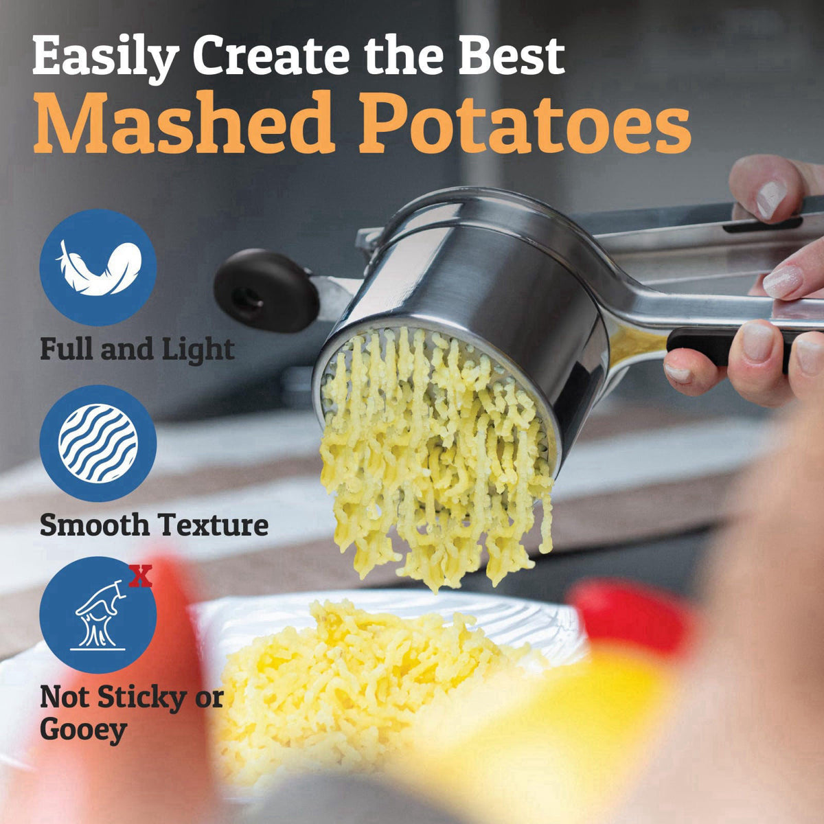 Priority Chef PriorityChef Large 15oz Potato Ricer, Heavy Duty Stainless Steel Potato Masher and Ricer Kitchen Tool, Pre