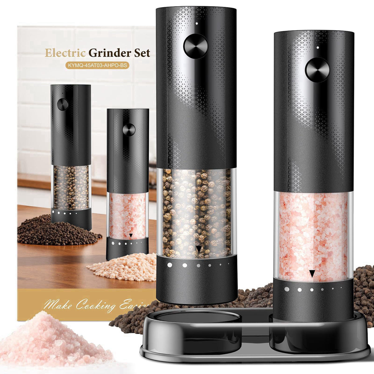 Gaivis Electric Salt and Pepper Grinder Set - Rechargeable Automatic Salt and Pepper Shakers, Kitchen Appliances with Ex
