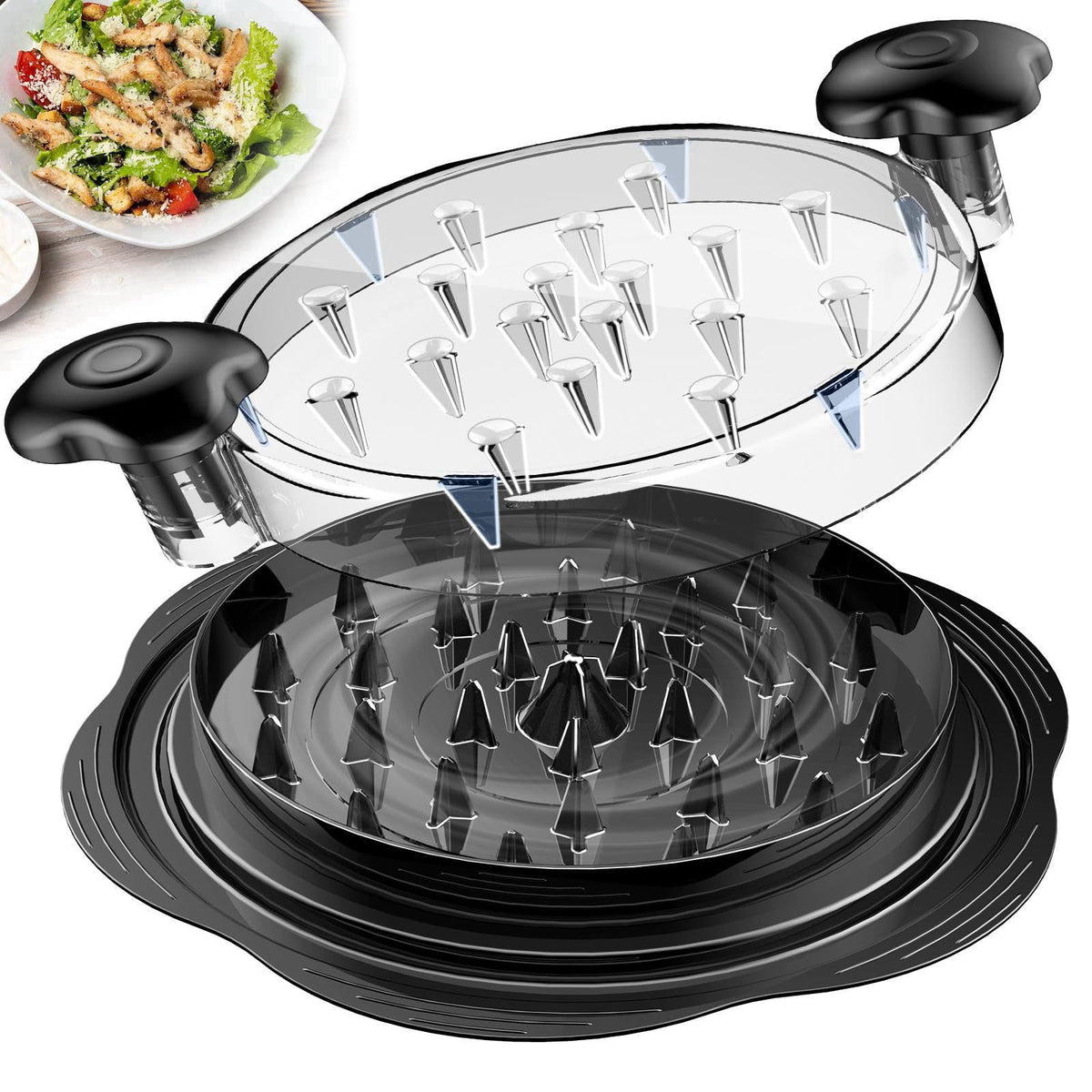 SURETIVIAN Chicken Shredder Tool Twist Large Meat Shredder with Brush&Fork, Black – product photo (Meat Grinders)
