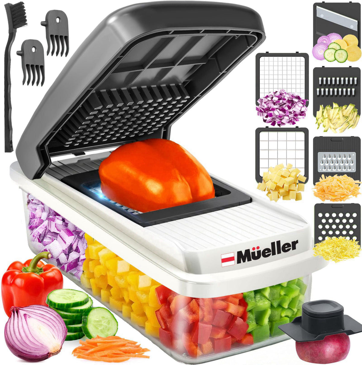 Mueller Vegetable Chopper Mandoline Slicer, Food, Cook's Tool, Veggie Chopper Onion Vegetable Cutter with Container, Dic