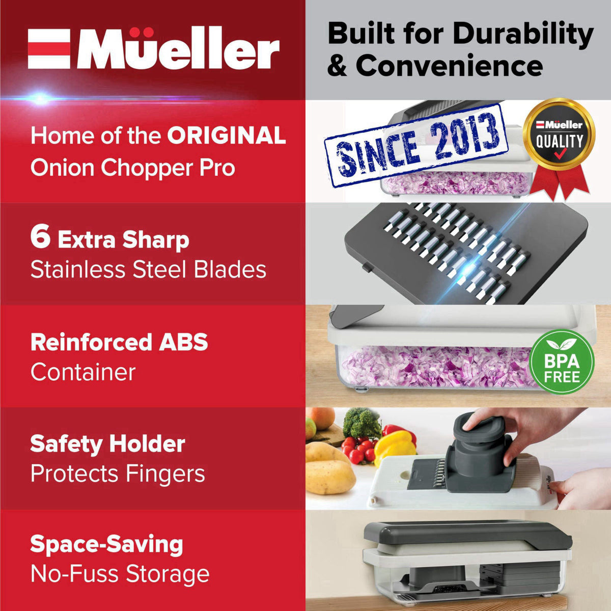 Mueller Vegetable Chopper Mandoline Slicer, Food, Cook's Tool, Veggie Chopper Onion Vegetable Cutter with Container, Dic