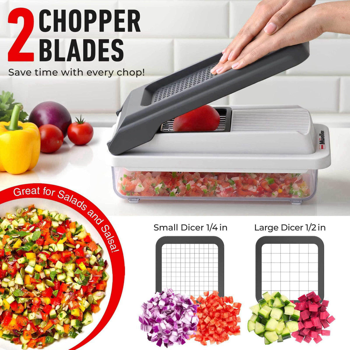 Mueller Vegetable Chopper Mandoline Slicer, Food, Cook's Tool, Veggie Chopper Onion Vegetable Cutter with Container, Dic