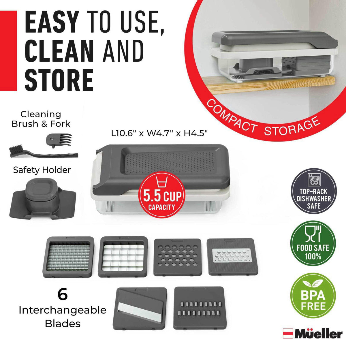 Mueller Vegetable Chopper Mandoline Slicer, Food, Cook's Tool, Veggie Chopper Onion Vegetable Cutter with Container, Dic