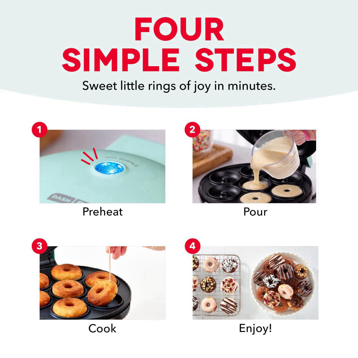 Dash Express Mini Donut Maker, 7 Donuts, Aqua – full view