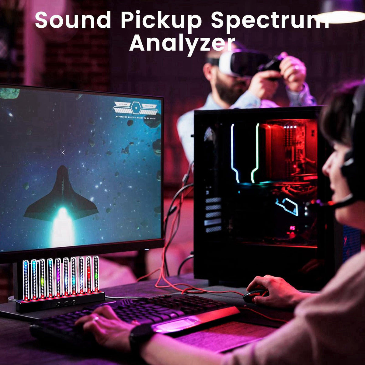 BSOD Audio Visualizer Gadget Rechargeable RGB Sound Activated Light Bar, 250 Pixels Music Spectrum Analyzer Display Car 
