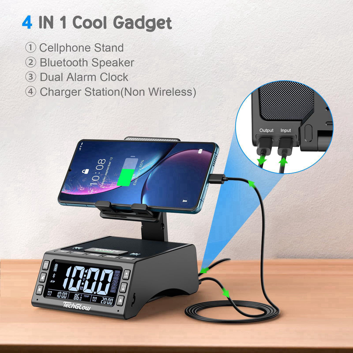 TechGlow Foldable Cellphone Stand with Wireless Bluetooth Speaker Birthday Gifts for Men Women Mother Father Cool Tech G