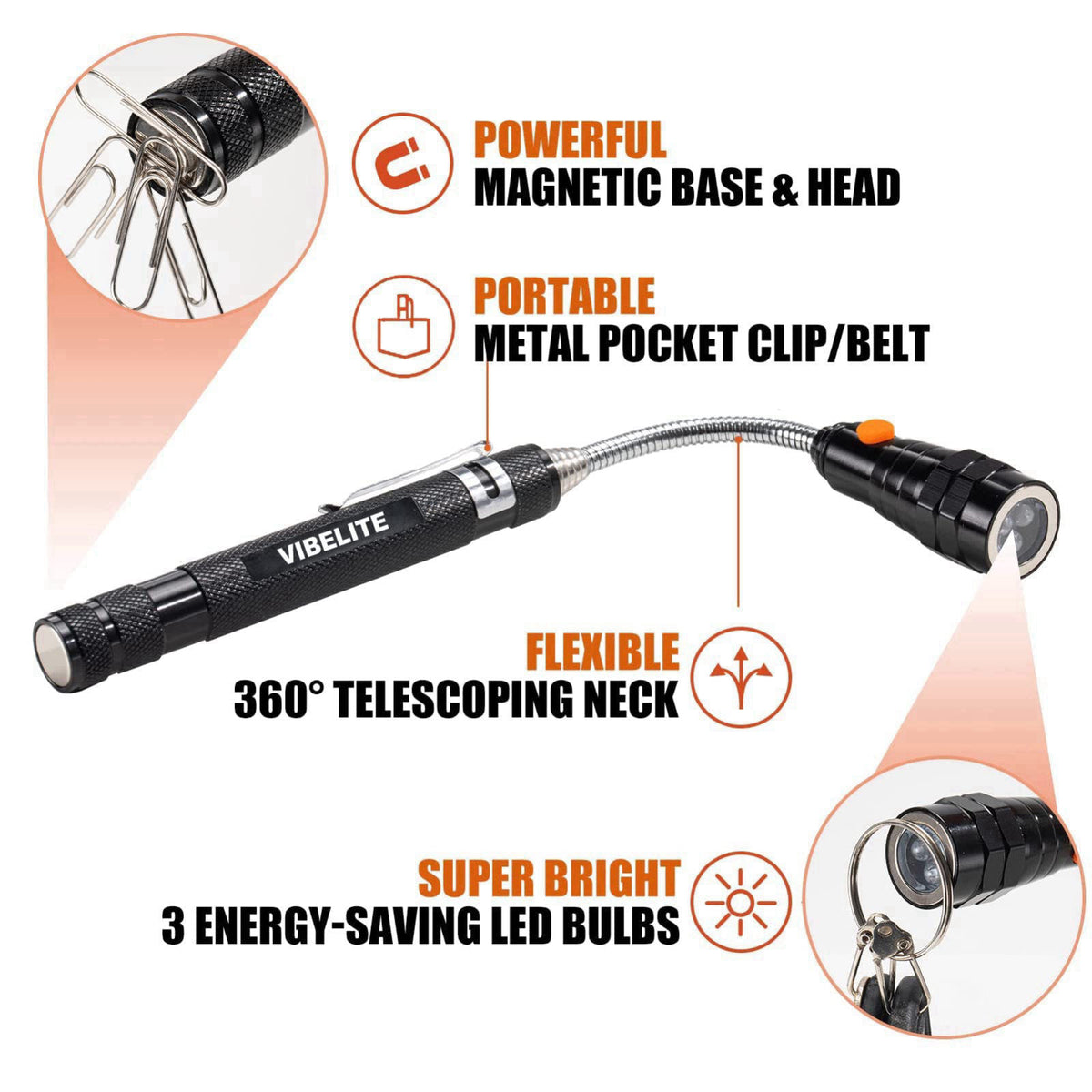 VIBELITE Magnetic Pickup Tool & 6 in 1 Multitool Pen, 2 Pack – packaging and label