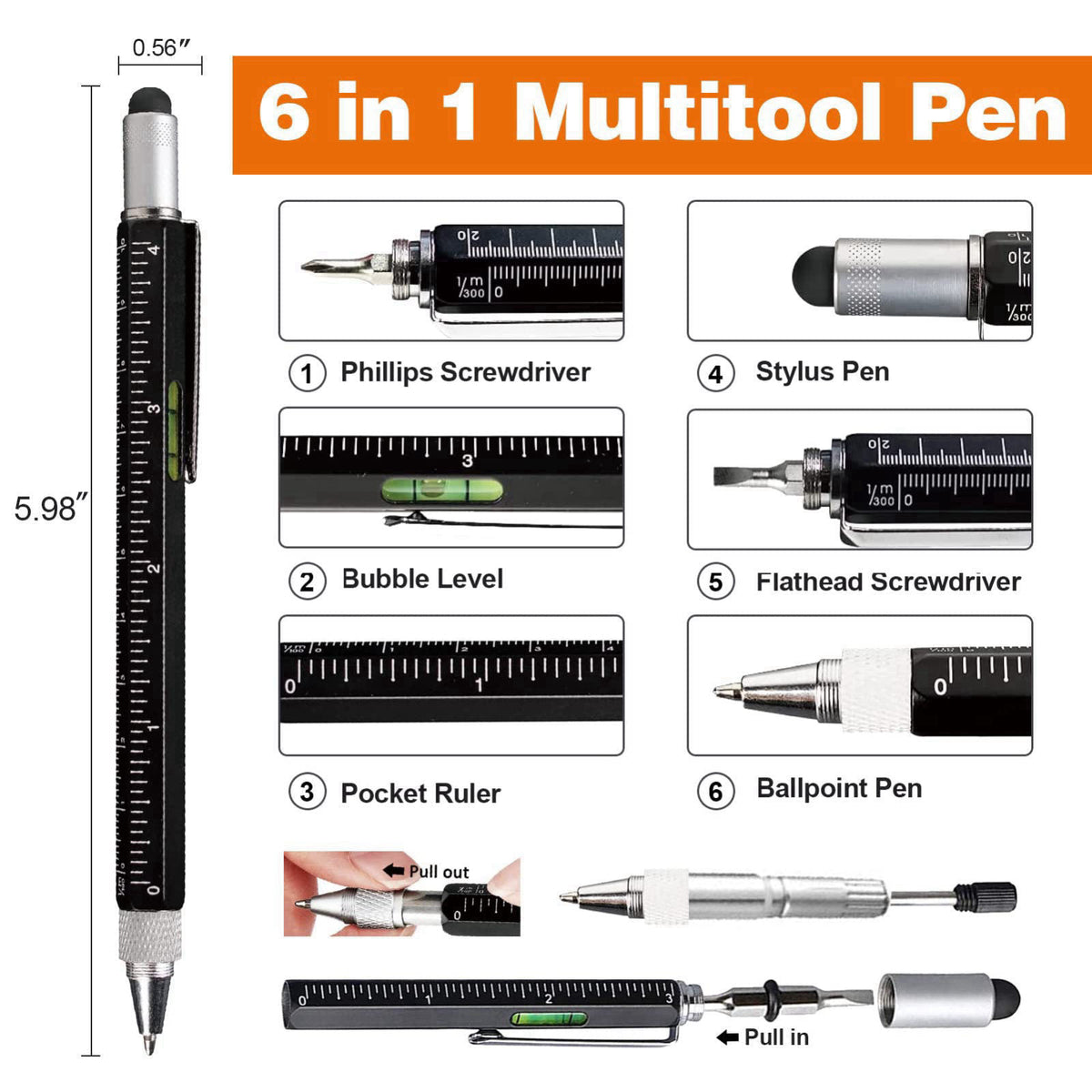 VIBELITE Magnetic Pickup Tool & 6 in 1 Multitool Pen, 2 Pack – full view