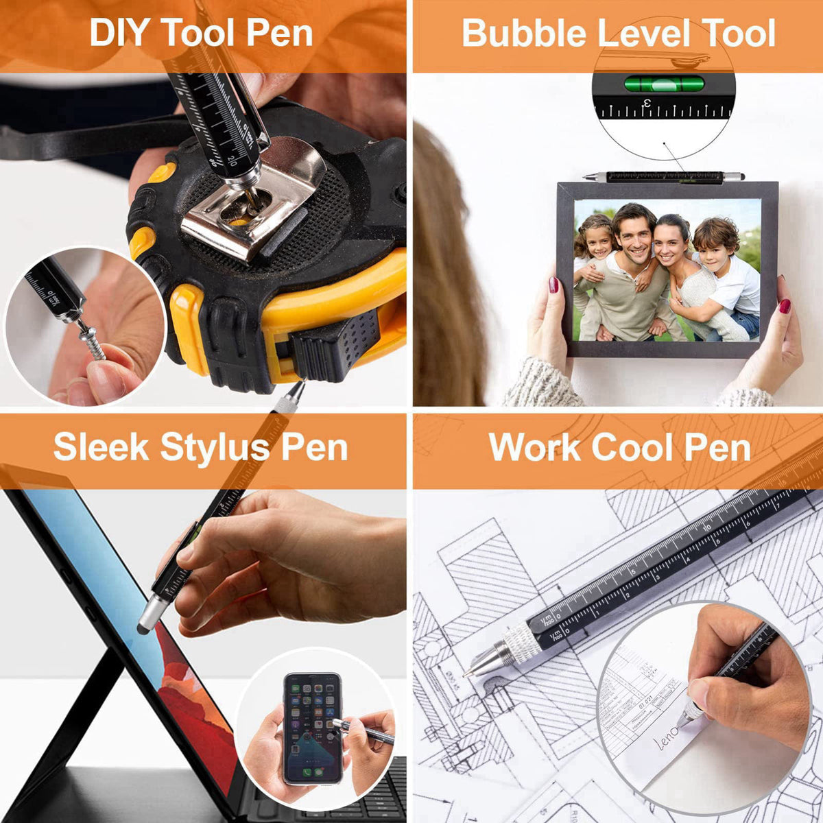 VIBELITE Magnetic Pickup Tool & 6 in 1 Multitool Pen, 2 Pack – back view and specifications