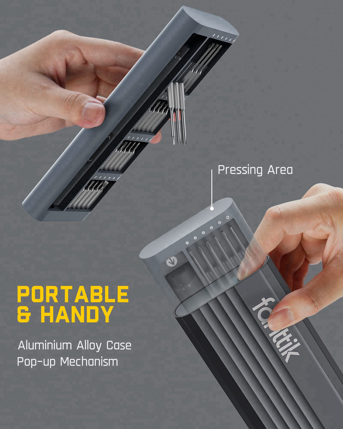 Fanttik E1 Pro Mini Electric Screwdriver, Precision Screwdriver Set – full view