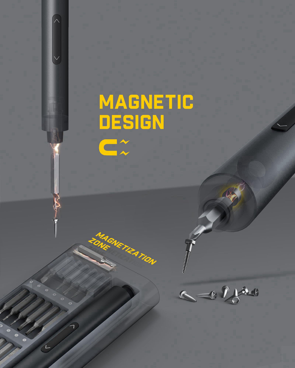 Fanttik E1 Pro Mini Electric Screwdriver, Precision Screwdriver Set – back view and specifications