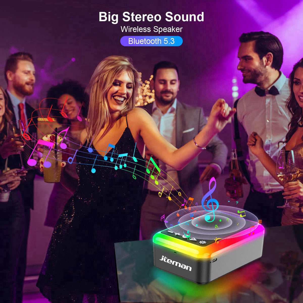 JTEMAN Gifts for Men Women, Cell Phone Stand with Bluetooth Speaker and Light, Portable Lanyard, Cool Tech Gifts for Dad