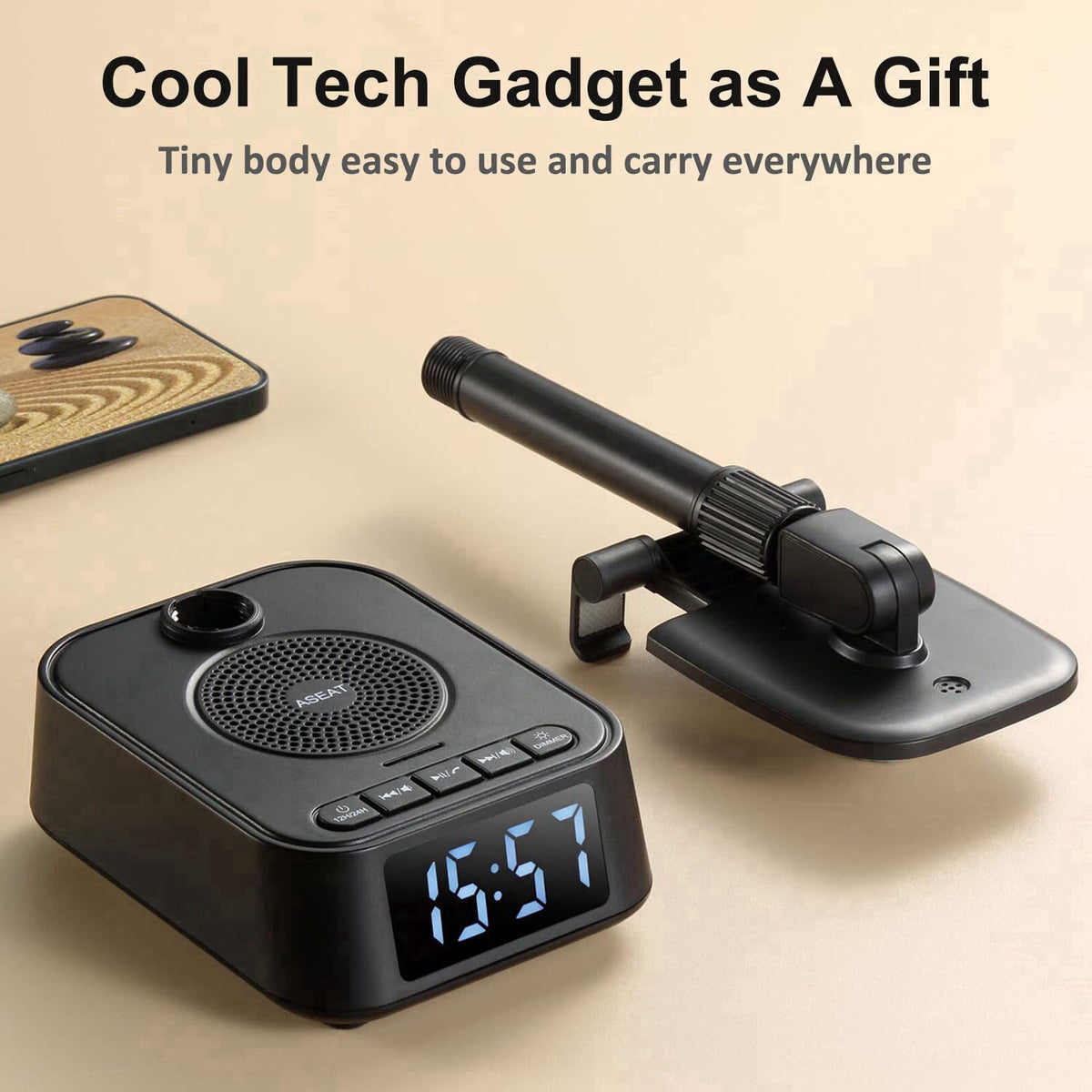 ASEAT Gifts for Men Women, Adjustable Phone Stand Bluetooth Speaker, Birthday Gifts Him Husband, Phone Holder for Kitche