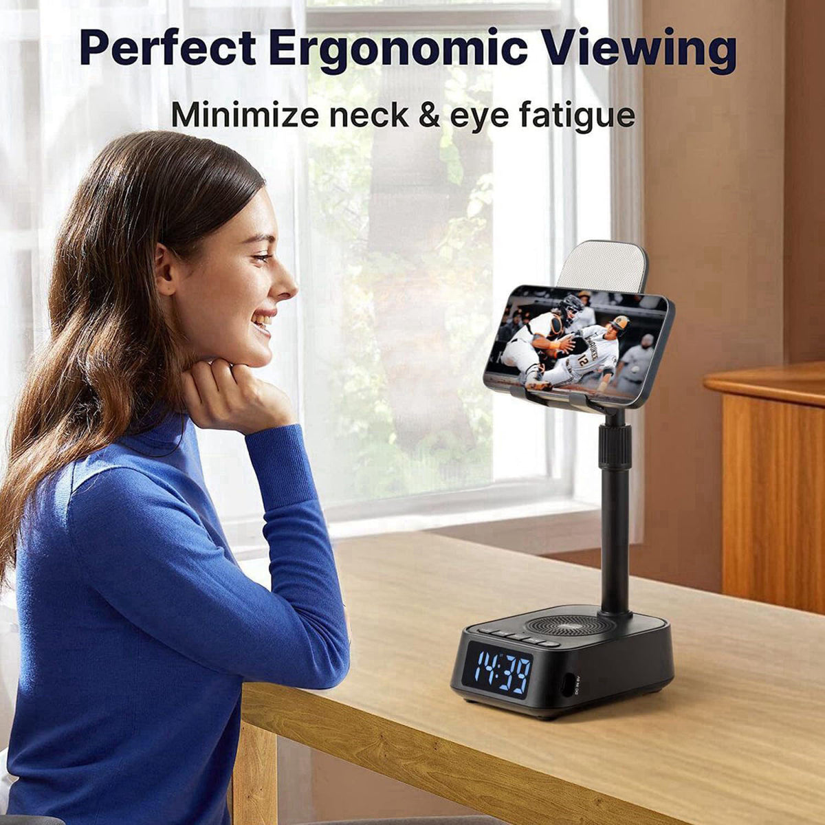 ASEAT Gifts for Men Women, Adjustable Phone Stand Bluetooth Speaker, Birthday Gifts Him Husband, Phone Holder for Kitche