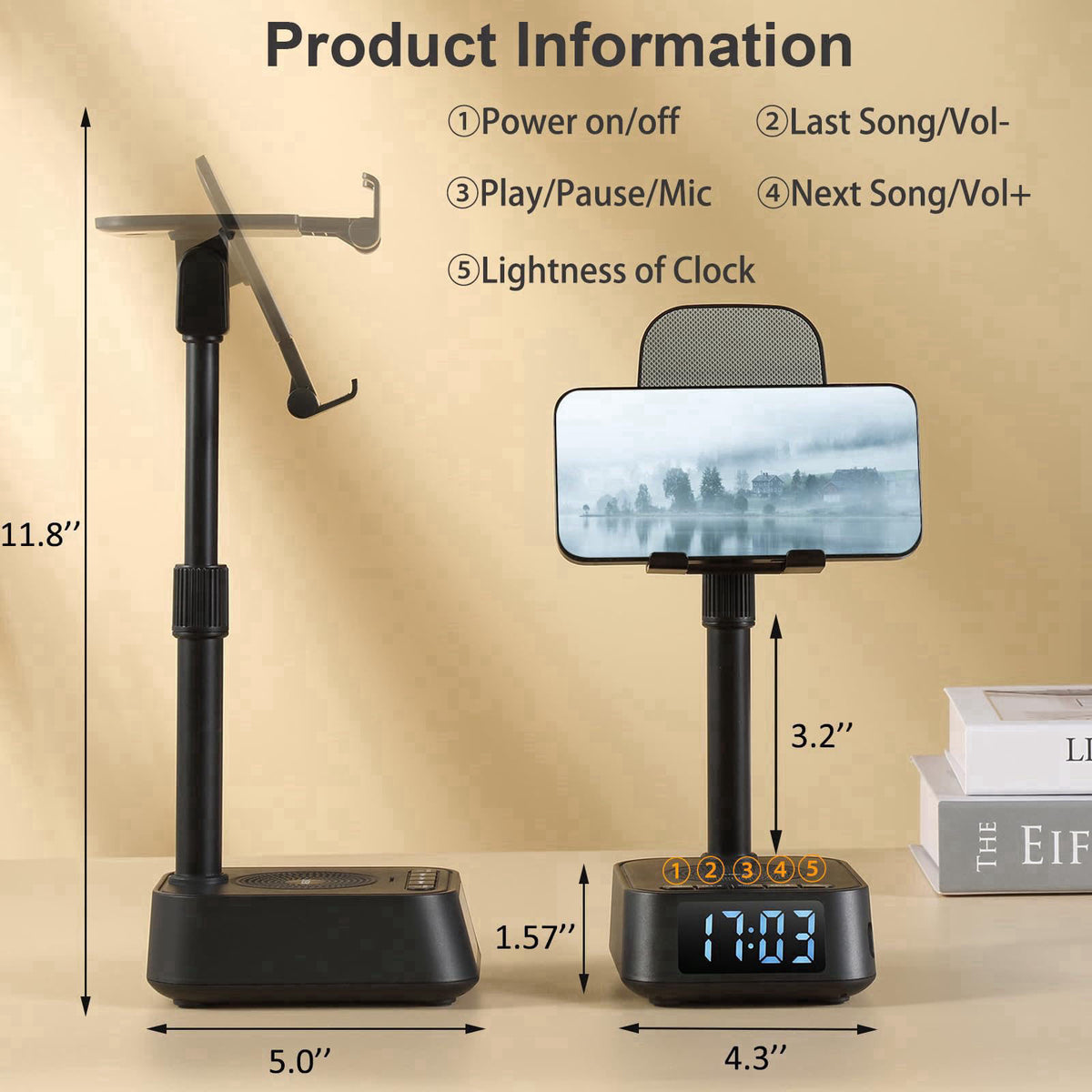 ASEAT Gifts for Men Women, Adjustable Phone Stand Bluetooth Speaker, Birthday Gifts Him Husband, Phone Holder for Kitche