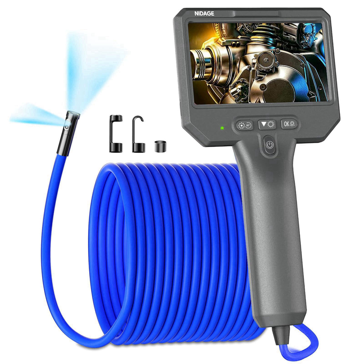 NIDAGE Dual Lens Endoscope Camera with Light, 1920P Industrial Borescope – product photo (Borescopes)