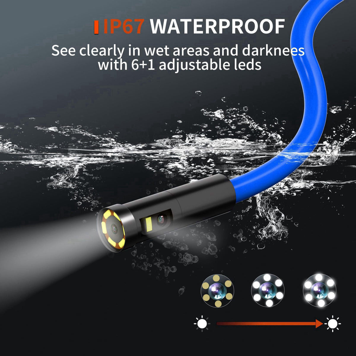 NIDAGE Dual Lens Endoscope Camera with Light, 1920P Industrial Borescope – alternate angle