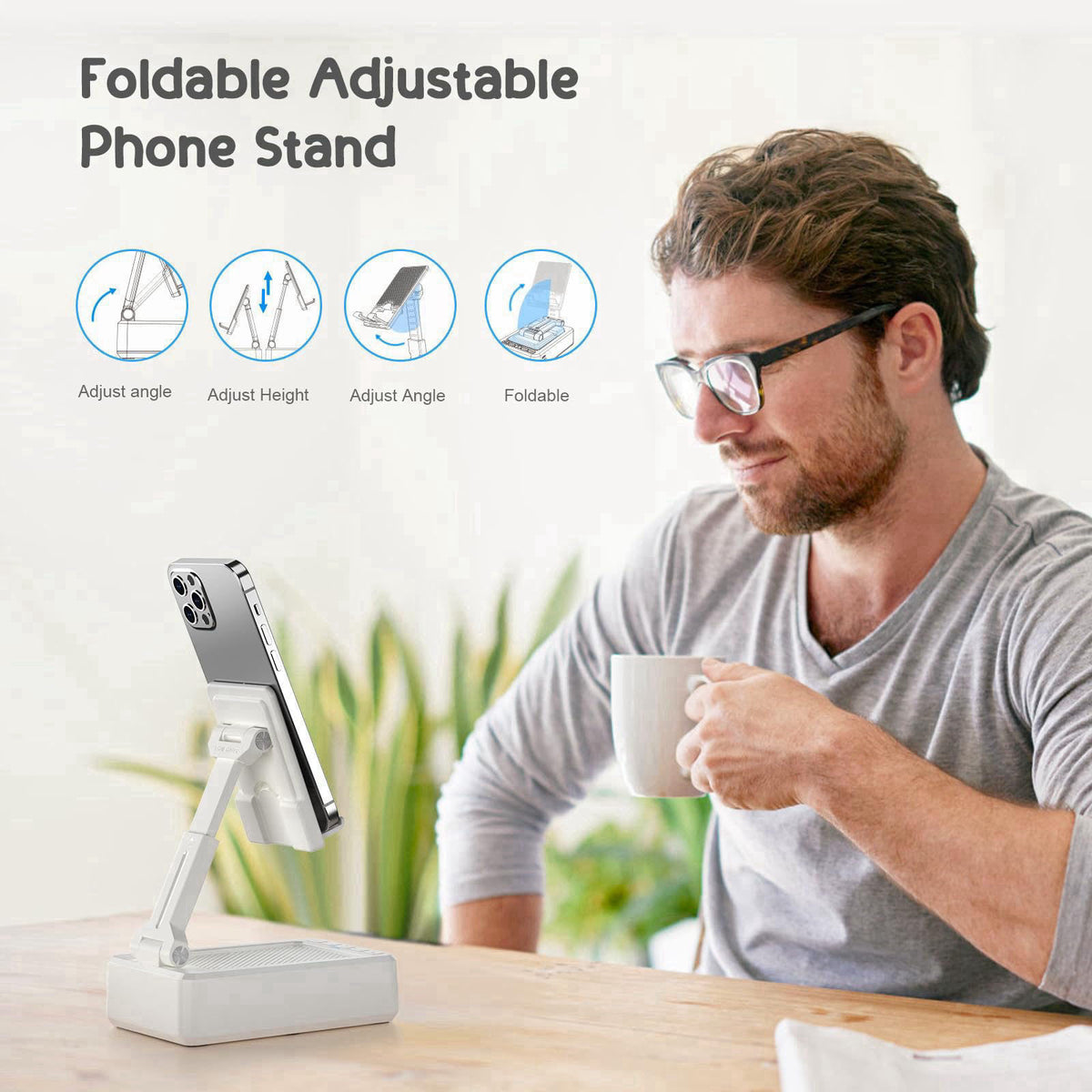 TechGlow Foldable Cellphone Stand with Bluetooth Speaker and Charging Function Birthday Gifts for Men Women Mother Fathe