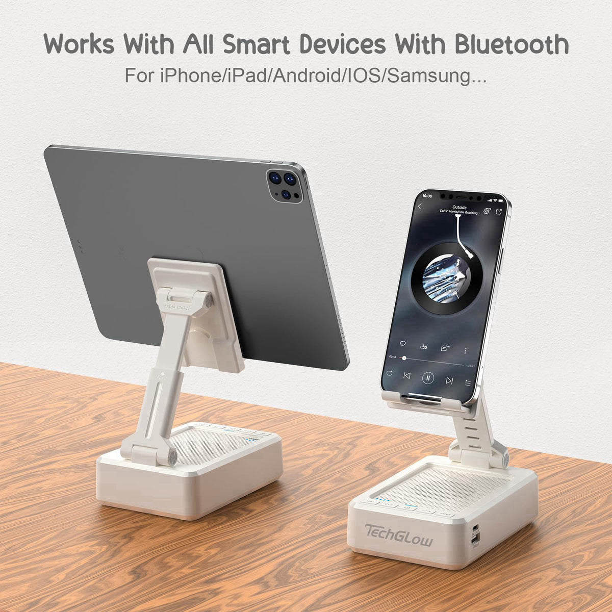 TechGlow Foldable Cellphone Stand with Bluetooth Speaker and Charging Function Birthday Gifts for Men Women Mother Fathe