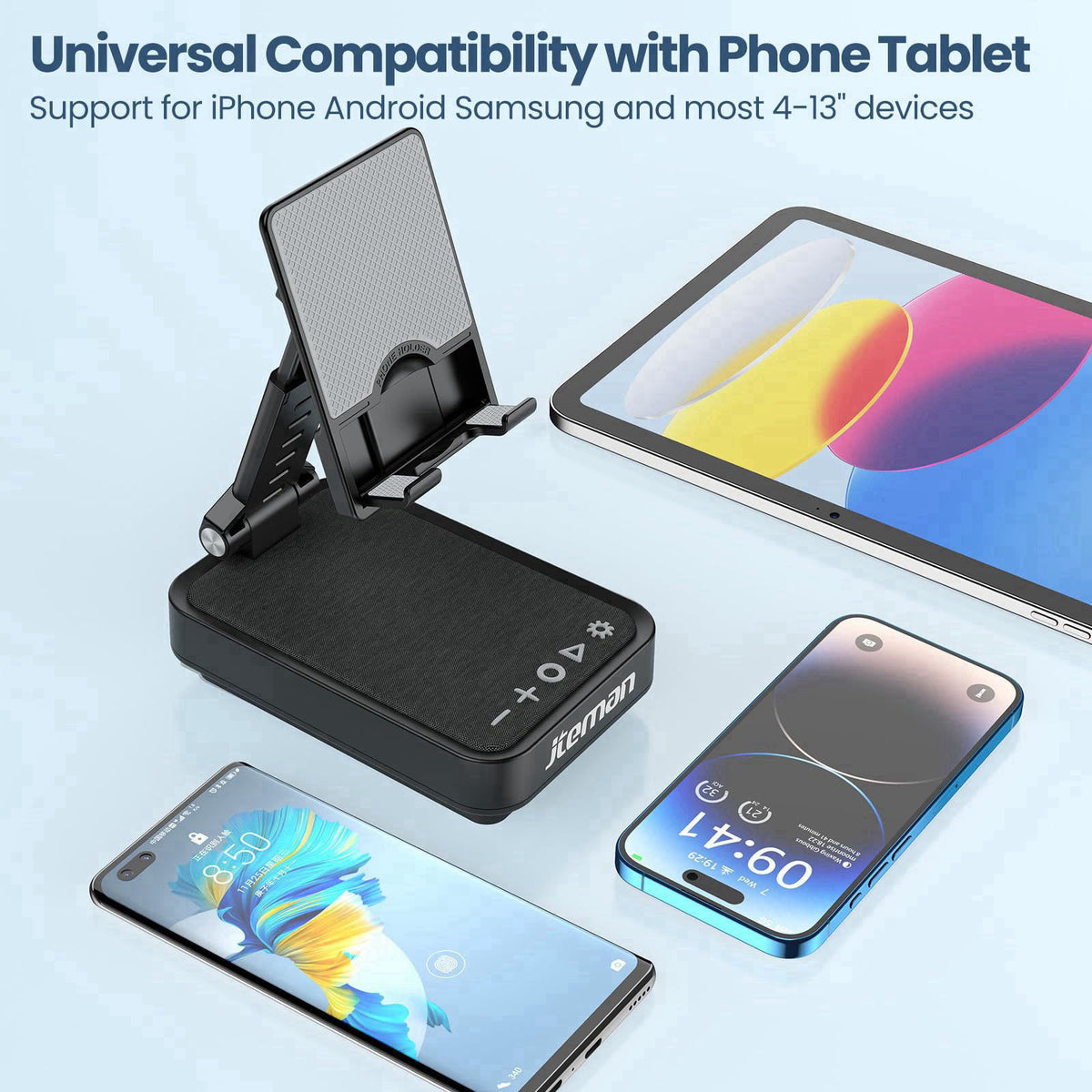 JTEMAN Gifts for Men Cell Phone Stand with Wireless Bluetooth Speaker and Light, Cool Tech Gifts for Men Women Husband D