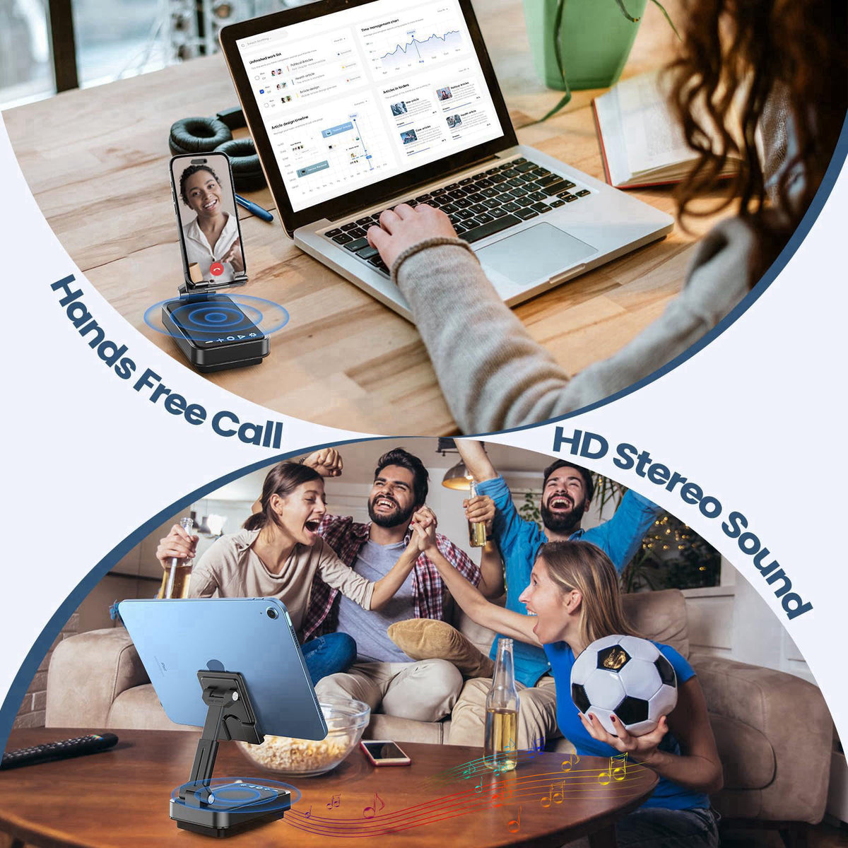 JTEMAN Gifts for Men Cell Phone Stand with Wireless Bluetooth Speaker and Light, Cool Tech Gifts for Men Women Husband D