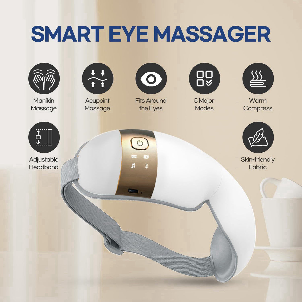 HuBDIC HubiCare Eye Massager with Heat, Vibration, and Music Helps Relieve Strain, Dark Circles, Dryness, and for Migrai