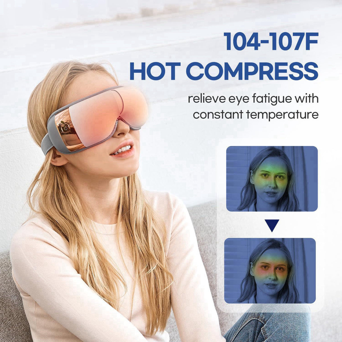 HuBDIC HubiCare Eye Massager with Heat, Vibration, and Music Helps Relieve Strain, Dark Circles, Dryness, and for Migrai