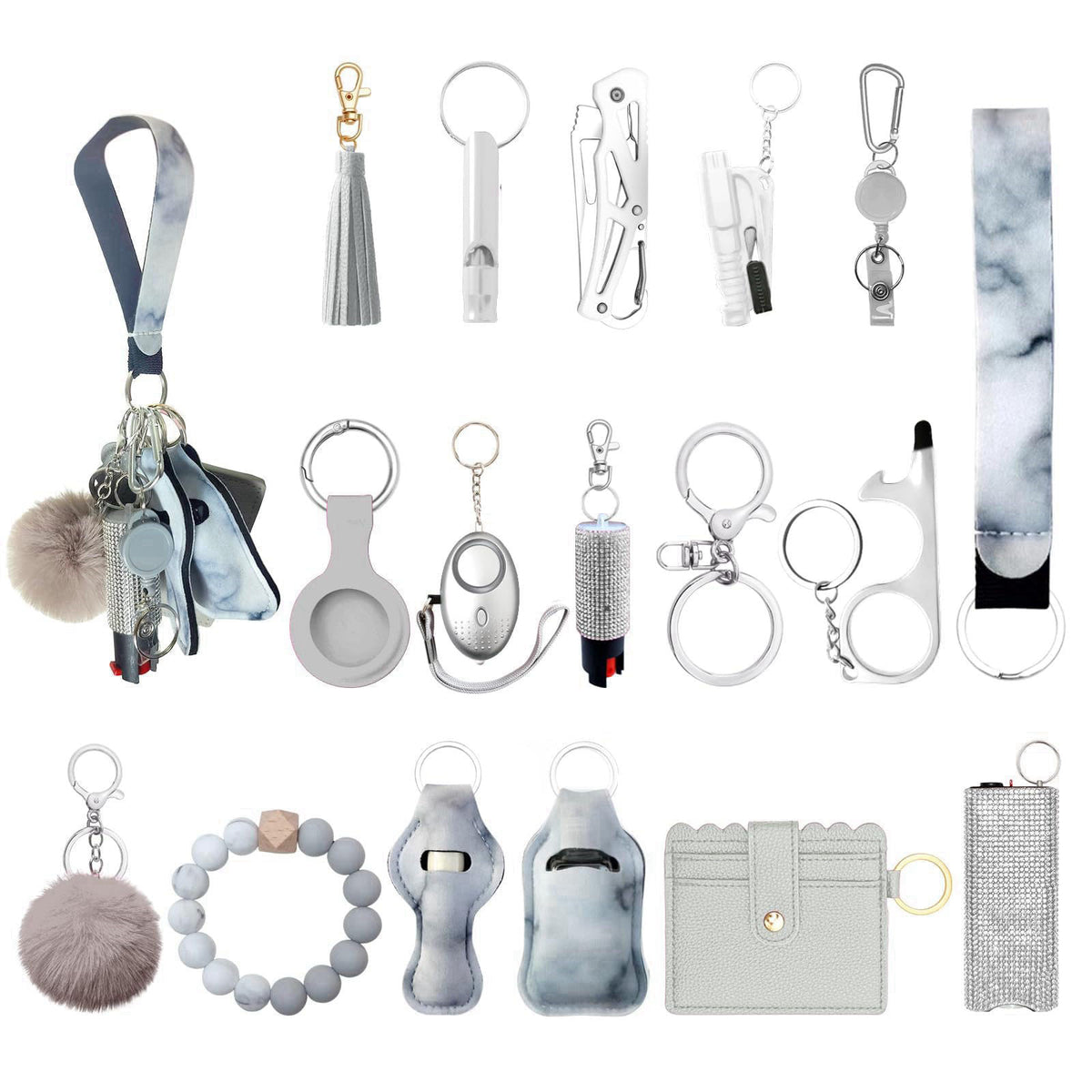 Araafur Wristlet Keychain Set with Wallet Card Holder and Pom pom Airtag Keychain Accessories for Women – product photo 